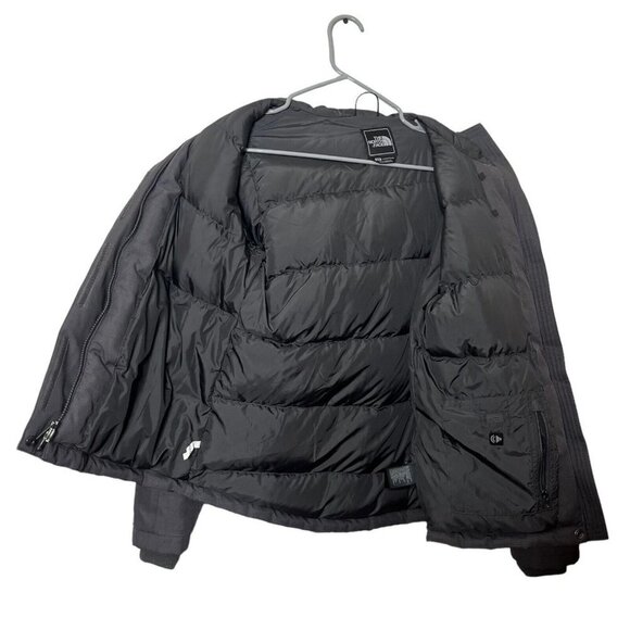 The North Face Puffer Coat Womens Size Medium Gray Belted Goose Down HyVent Hood - Picture 10 of 15